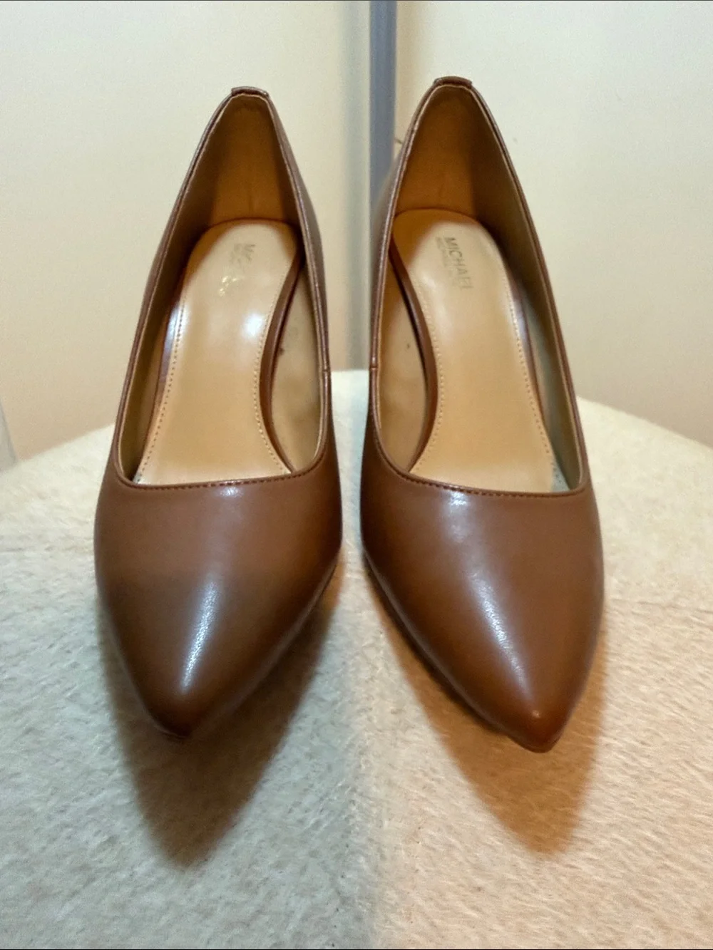 MICHAEL Michael Kors Camel Brown Pointed-Toe Block Heel Pumps excellent pre-owne